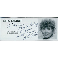Nita Talbot Actress Signed 2x4.5 Directory Cut JSA Authenticated Nita Talbot Actress Signed 2x4.5 Directory Cut JSA Authenticated