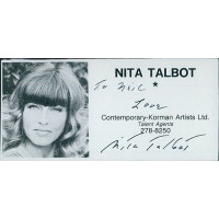 Nita Talbot Actress Signed 2x4 Directory Cut JSA Authenticated Nita Talbot Actress Signed 2x4 Directory Cut JSA Authenticated