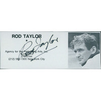 Rod Taylor Actor Signed 2x5 Directory Cut JSA Authenticated Rod Taylor Actor Signed 2x5 Directory Cut JSA Authenticated