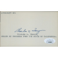 Charles Teague California Congressman Signed 3x5 Index Card JSA Authenticated Charles Teague California Congressman Signed 3x5 Index Card JSA Authenticated