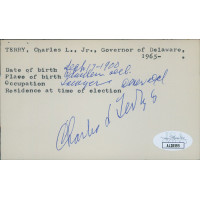 Charles L. Terry Jr. Delaware Governor Signed 3x5 Index Card JSA Authenticated Charles L. Terry Jr. Delaware Governor Signed 3x5 Index Card JSA Authenticated