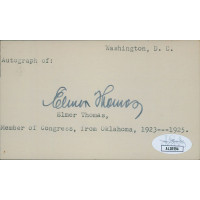 Elmer Thomas Oklahoma Congressman Senator Signed 3x5 Index Card JSA Authentic Elmer Thomas Oklahoma Congressman Senator Signed 3x5 Index Card JSA Authentic