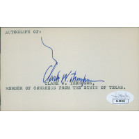 Clark W. Thompson Texas Senator Signed 3x5 Index Card JSA Authenticated Clark W. Thompson Texas Senator Signed 3x5 Index Card JSA Authenticated