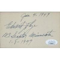 Edward J. Thye Senator Governor Signed 3x5 Index Card JSA Authenticated Edward J. Thye Senator Governor Signed 3x5 Index Card JSA Authenticated