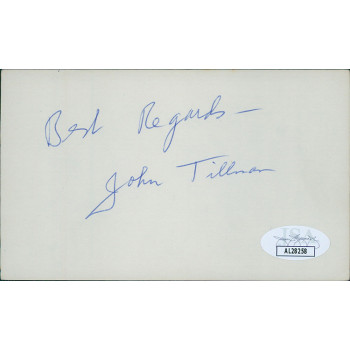 John Tillman Newscaster Radio Announcer Signed 3x5 Index Card JSA Authenticated