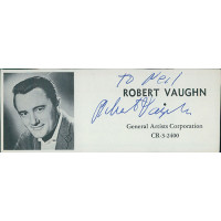 Robert Vaughn Actor Signed 2x5 Directory Cut JSA Authenticated Robert Vaughn Actor Signed 2x5 Directory Cut JSA Authenticated
