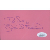 Olivia de Havilland Actress Signed 3x5 Index Card JSA Authenticated Personalized Olivia de Havilland Actress Signed 3x5 Index Card JSA Authenticated Personalized