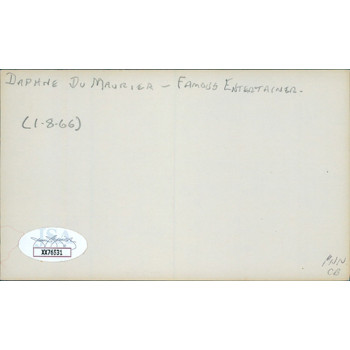Daphne du Maurier Novelist Writer Signed 3x5 Index Card JSA Authenticated