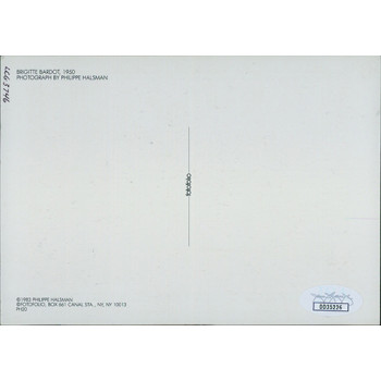 Brigitte Bardot Signed 1983 4.25x6 Postcard JSA Authenticated Brigitte Bardot Signed 1983 4.25x6 Postcard JSA Authenticated