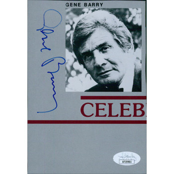 Gene Barry Actor Signed 4x6 Cut Page Photo JSA Authenticated