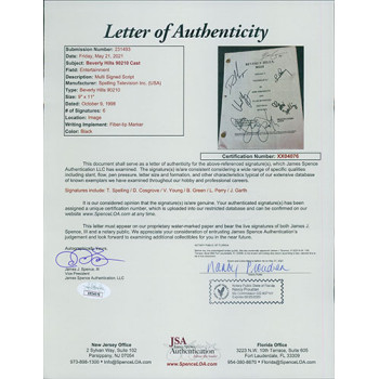 Beverly Hills 90210 Cast Perry Green Garth Signed Script by 6 JSA Authenticated