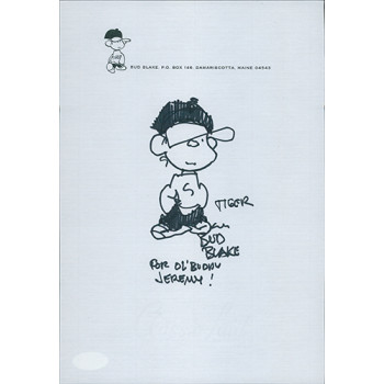 Bud Blake Hand Drawn & Signed Original Tiger Sketch 7x10 JSA Authenticated