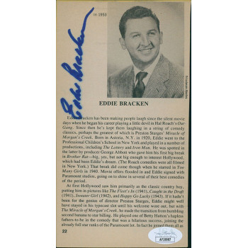 Eddie Bracken Actor Singer Signed 4x7 Cut Magazine Page Photo JSA Authenticated