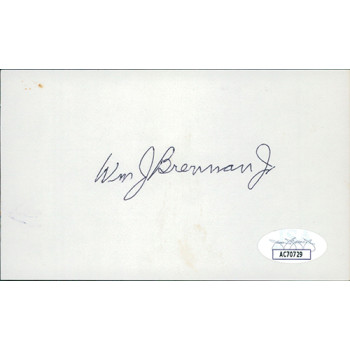 William Brennan Jr Supreme Court Justice Signed 3x5 Index Card JSA Authenticated