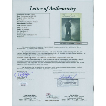 Johnny Cash And 7 Others Signed Souvenir Tour Program JSA Authenticated