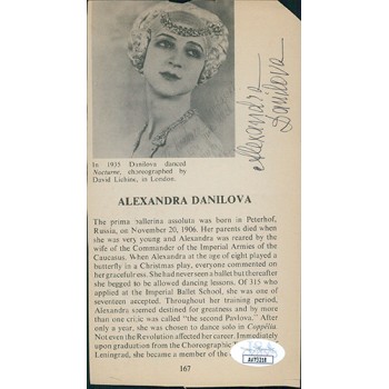 Alexandra Danilova Ballerina Signed 3.75x6.75 Cut Page Photo JSA Authenticated Alexandra Danilova Ballerina Signed 3.75x6.75 Cut Page Photo JSA Authenticated