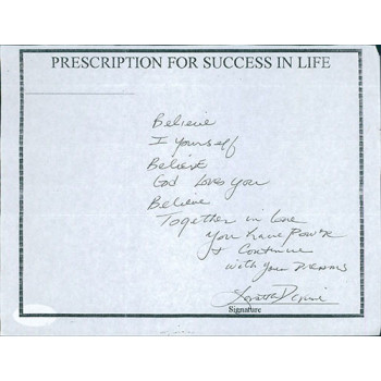 Loretta Devine Actress Signed 6.5x8.5 Hand Written Note Page JSA Authenticated