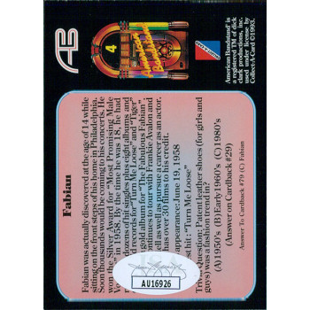 Fabian Forte Signed 1993 Collect-A-Card American Bandstand Card #79 JSA Authen