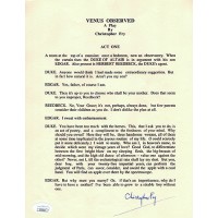 Christopher Fry Venus Observed Signed Souvenir Typescript JSA Authenticated