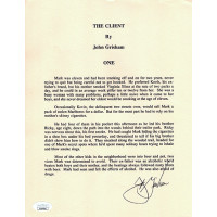 John Grisham The Client Signed Souvenir Typescript One Page JSA Authenticated John Grisham The Client Signed Souvenir Typescript One Page JSA Authenticated