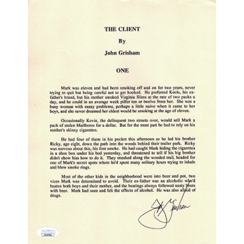 John Grisham The Client Signed Souvenir Typescript One Page JSA Authenticated