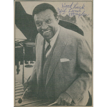Lionel Hampton Big Band Musician Signed 4.25x6 Magazine Page Photo JSA Authentic Lionel Hampton Big Band Musician Signed 4.25x6 Magazine Page Photo JSA Authentic