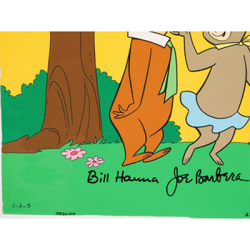 Bill Hanna and Joe Barbera Signed Yogi Bear Animation Cel JSA Authenticated