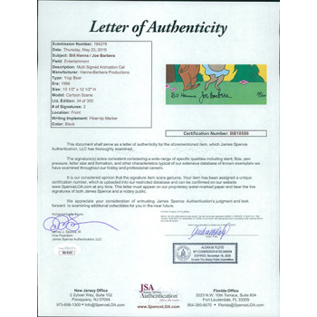 Bill Hanna and Joe Barbera Signed Yogi Bear Animation Cel JSA Authenticated