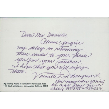 Varnette Honeywood Signed Big Meeting 4x6 Print JSA Authenticated Varnette Honeywood Signed Big Meeting 4x6 Print JSA Authenticated