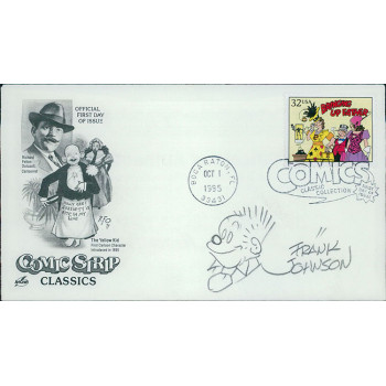 Frank Johnson Cartoonist Signed First Day Issue Cover FDC JSA Authenticated Frank Johnson Cartoonist Signed First Day Issue Cover FDC JSA Authenticated