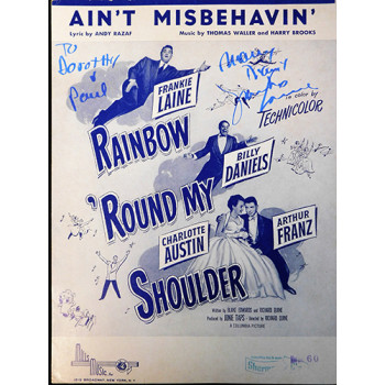 Frankie Laine Signed Ain't Misbehavin' Sheet Music JSA Authenticated