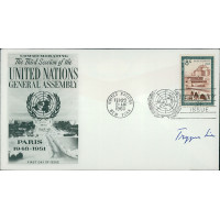Trygve Lie Secretary-General UN Signed First Day Cover JSA Authenticated Trygve Lie Secretary-General UN Signed First Day Cover JSA Authenticated