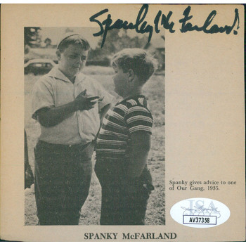 Spanky McFarlane Signed 4x4 Cut Page Photo JSA Authenticated