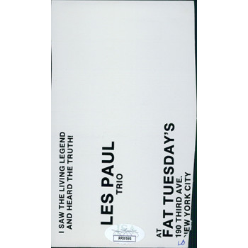 Les Paul Jazz Musician Signed 3.5x6 Cut Page JSA Authenticated