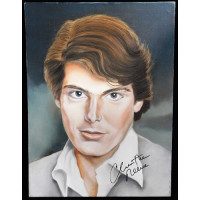 Christopher Reeves Signed 12x16 One Of A Kind Painted Canvas JSA Authenticated
