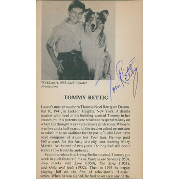 Tommy Rettig Lassie Actor Signed 4x6.5 Cut Page Photo JSA Authenticated