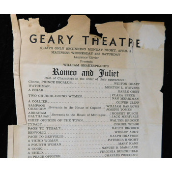 Romeo & Juliet Laurence Olivier Vivien Leigh May Whitty Signed Page JSA Authen