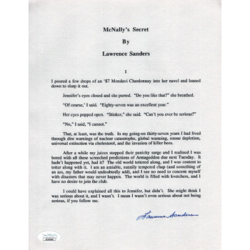 Lawrence Sanders McNally's Secret Signed Souvenir Typescript JSA Authenticated Lawrence Sanders McNally's Secret Signed Souvenir Typescript JSA Authenticated