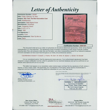 Star Trek The Next Generation Signed Script by 7 JSA Authenticated Stewart Dorn