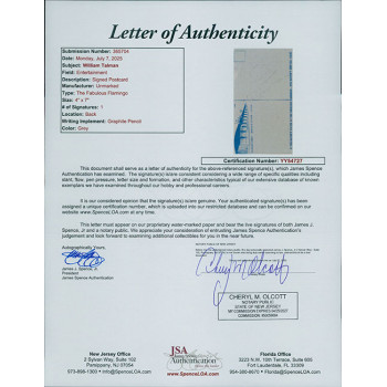 William Talman Actor Signed 4x7 Flamingo Postcard Photo JSA Authenticated William Talman Actor Signed 4x7 Flamingo Postcard Photo JSA Authenticated