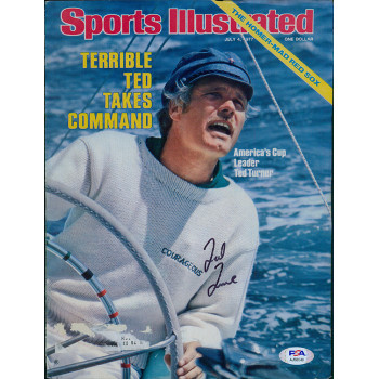 Ted Turner Businessman CNN Signed SI Magazine Cover Page PSA Authenticated Ted Turner Businessman CNN Signed SI Magazine Cover Page PSA Authenticated