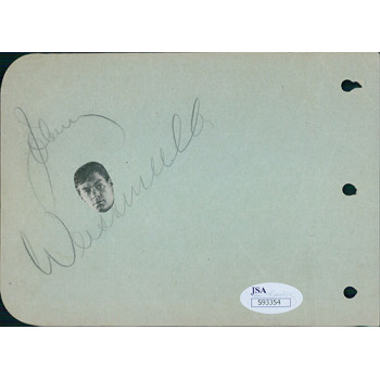 Johnny Weissmuller Actor Signed 4.5x6 Album Page JSA Authenticated Johnny Weissmuller Actor Signed 4.5x6 Album Page JSA Authenticated