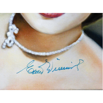 Esther Williams Signed 12x16 One Of A Kind Hand Painted Canvas JSA Authenticated