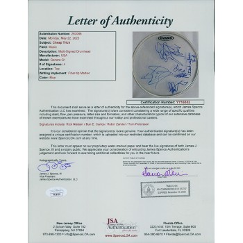 Cheap Trick Signed Evans Drumhead JSA Authenticated 4 Members Rick Nielsen Cheap Trick Signed Evans Drumhead JSA Authenticated 4 Members Rick Nielsen