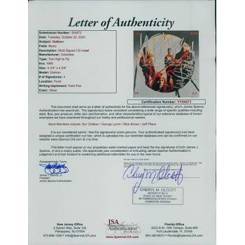 Dokken Band Signed Too High CD Booklet JSA Authenticated Lynch, Brown, Pilson Dokken Band Signed Too High CD Booklet JSA Authenticated Lynch, Brown, Pilson