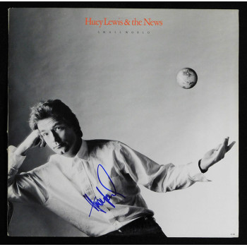 Huey Lewis And The News Signed Small World LP Album JSA Authenticated