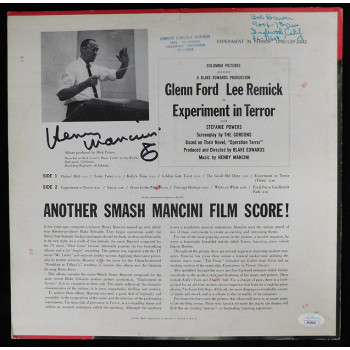 Henry Mancini Signed Experiment In Terror LP Album JSA Authenticated