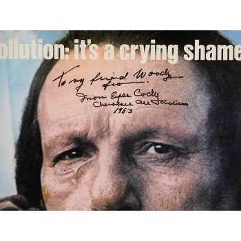 Iron Eyes Cody Actor Signed 20x22 Mounted Pollution Poster JSA Authenticated