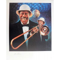 Al Grey Jazz Musician Signed LE 16x20 Ron Lewis Lithograph JSA Authenticated