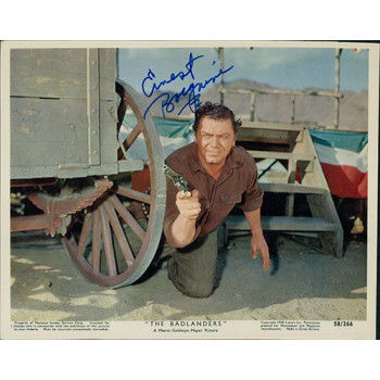 Ernest Borgnine The Badlanders Signed 8x10 Cardstock Photo JSA Authenticated